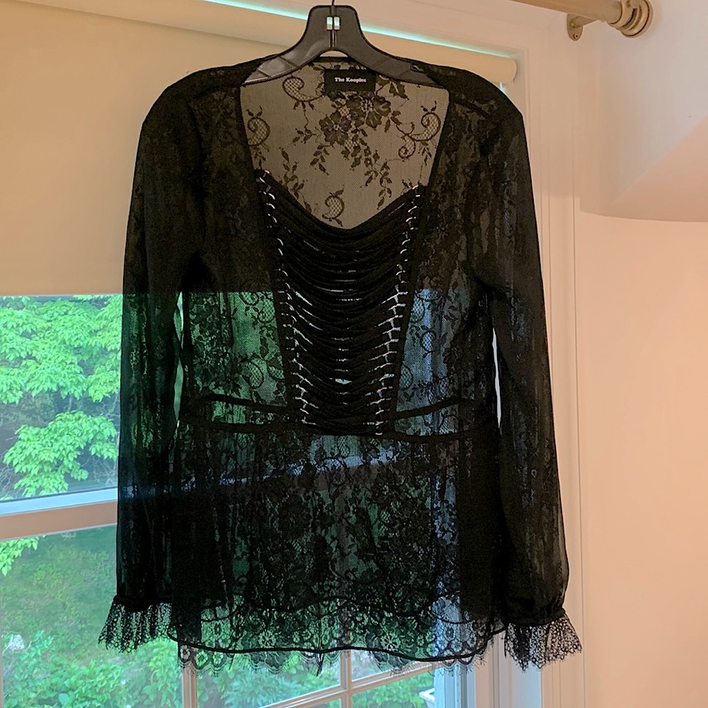 The kooples black long sleeve lace top